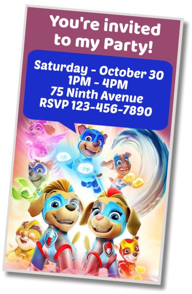 Make Virtual Invitation Paw Patrol Pool Party