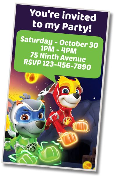 Free personalized birthday invitation Mighty Pups Inflatable Party