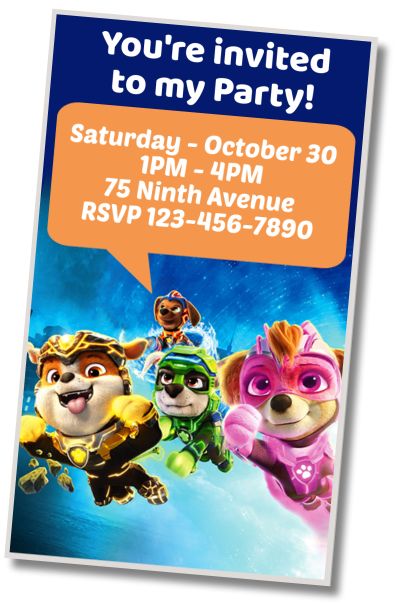 Free personalized birthday invitation Paw Patrol Sleepover