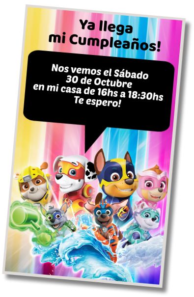 Hacer Invitación Virtual Cumpleaños Mighty Pups