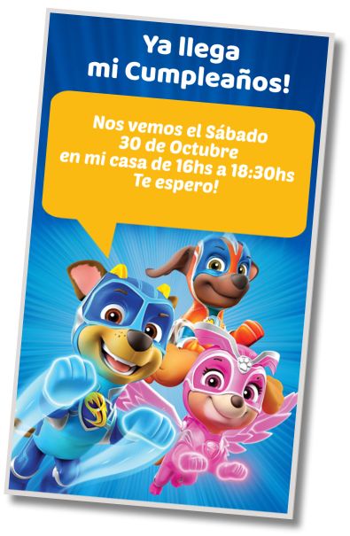 Hacer Invitación Virtual Fiesta de Disfraces Mighty Pups