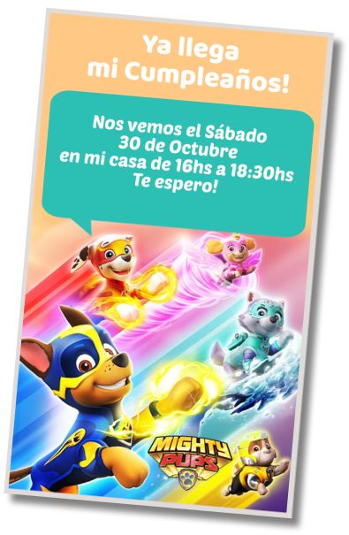 Hacer Invitación Virtual Cumpleaños Patrulla de Cachorros