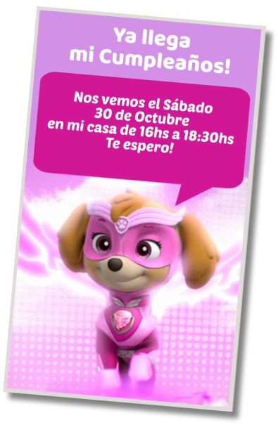 Hacer Invitación Virtual Saludo de Cumpleaños Skye Paw Patrol