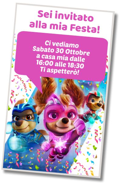 Invito di compleanno personalizzato gratuito Compleanno a Tema Mighty Pups