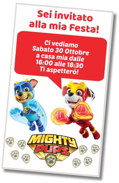 Invito Compleanno Festa dei Mighty Pups