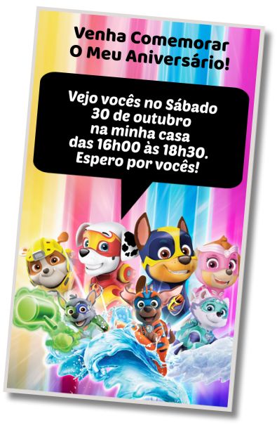 Faça um Convite Virtual Aniversário dos Mighty Pups