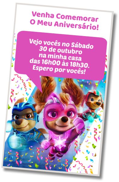Convite de aniversário personalizado gratuito Aniversário temático dos Mighty Pups