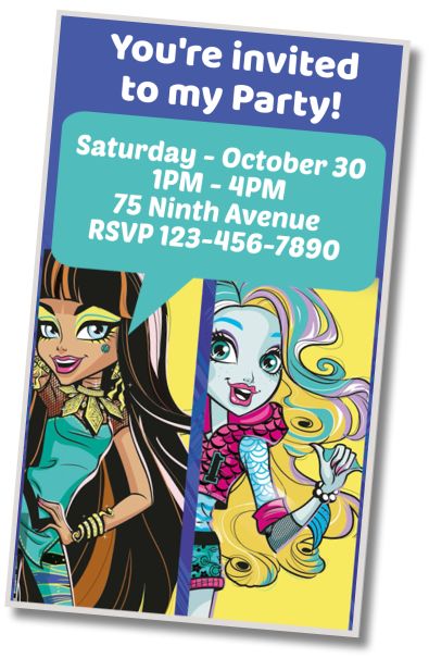 Free personalized birthday invitation Monster High Birthday Party