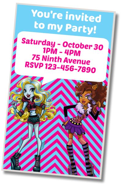 Make Virtual Invitation Halloween Monster High