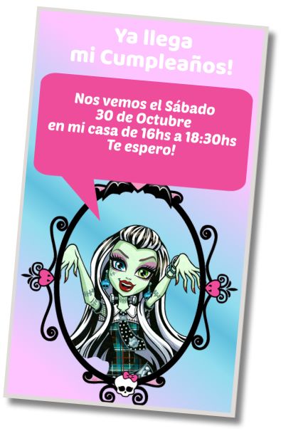 Invitación de cumpleaños personalizada gratis Saludo Cumpleaños Monster High