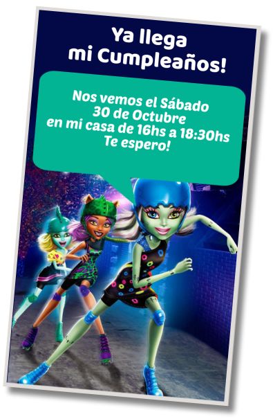 Invitación de cumpleaños personalizada gratis Cumpleaños Monster High