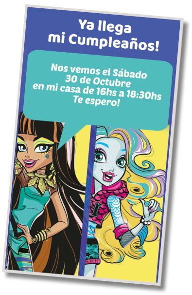 Invitación de cumpleaños personalizada gratis Fiesta de Cumpleaños Monster High
