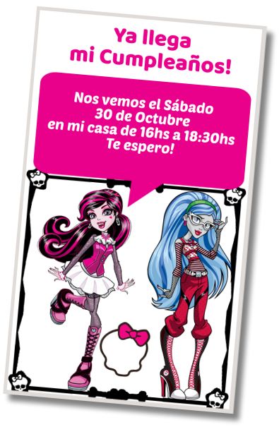 Invitación de cumpleaños personalizada gratis Pijamada Monster High