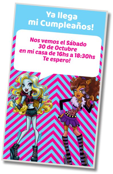 Invitación de cumpleaños personalizada gratis Halloween Monster High