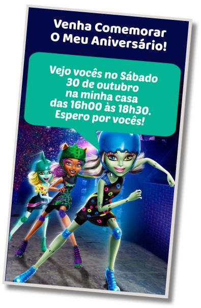 Convite de aniversário personalizado gratuito Aniversário de Monster High