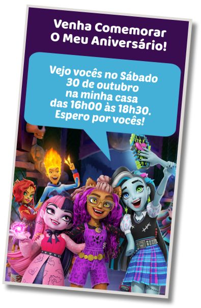 Faça um Convite Virtual Festa à Fantasia de Monster High
