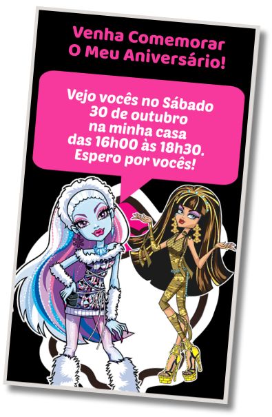 Faça um Convite Virtual Festa Surpresa Monster High