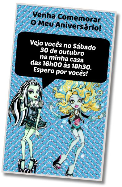 Convite de aniversário personalizado gratuito Festa na Piscina Monster High