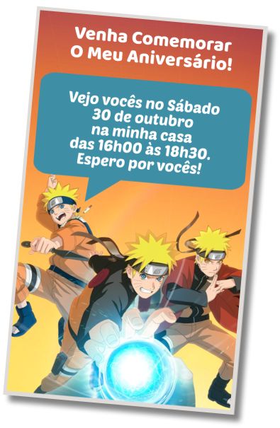 Faça um Convite Virtual Festa na Piscina Naruto
