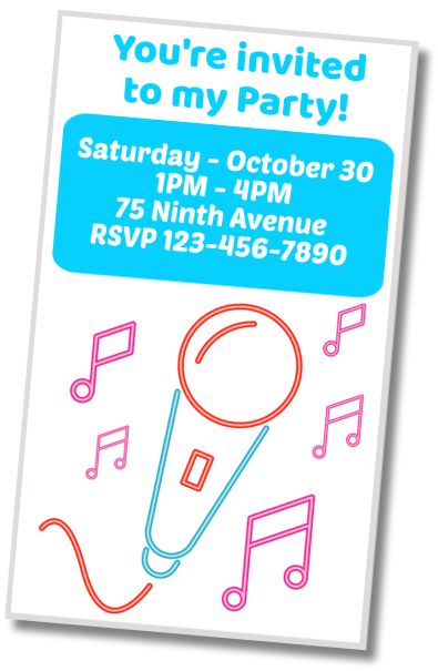 Free personalized birthday invitation Karaoke Party