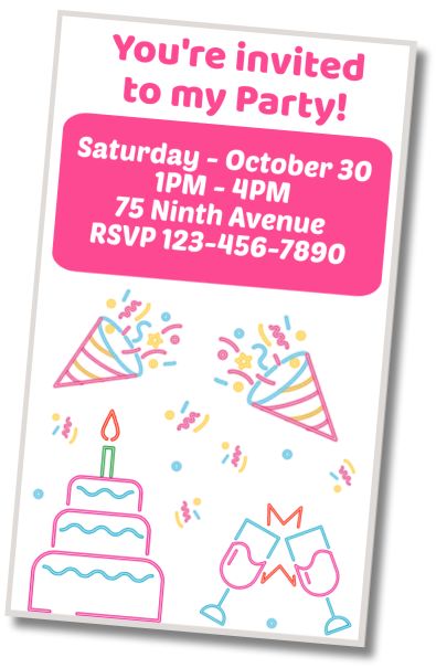 Free personalized birthday invitation Neon Birthday Celebration