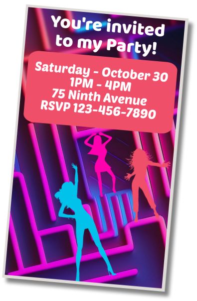Free personalized birthday invitation Pajamas Glow