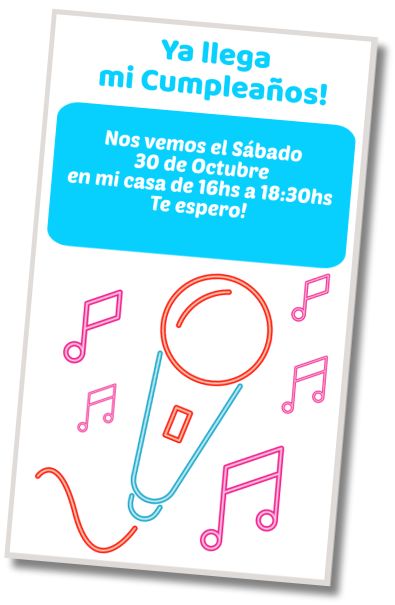 Invitación de cumpleaños personalizada gratis Fiesta Karaoke