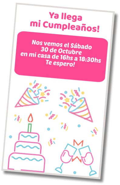 Invitación de cumpleaños personalizada gratis Festejo de Cumpleaños Neón
