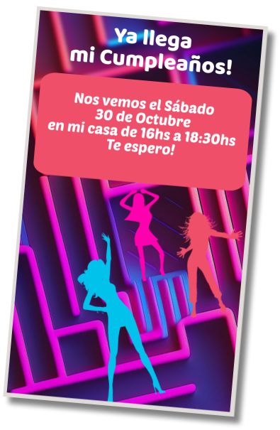 Invitación de cumpleaños personalizada gratis Piyamada Glow