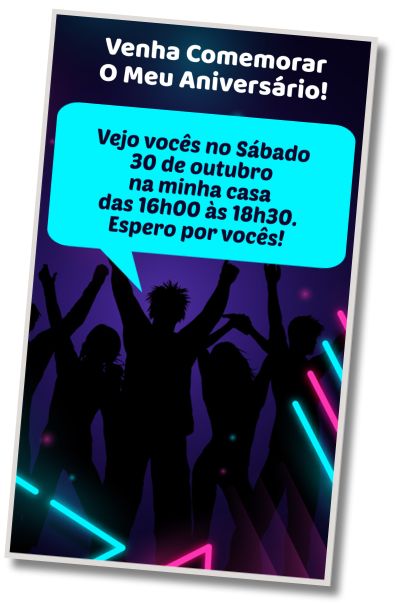 Convite de aniversário personalizado grátis Festa Fluo Retrô