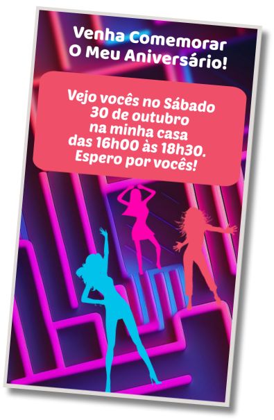 Convite de aniversário personalizado grátis Pijama Brilho