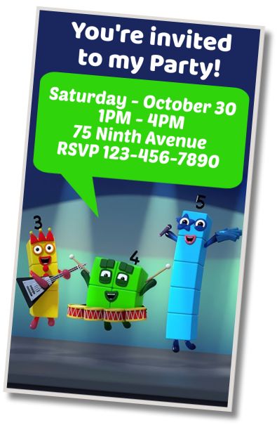 Free personalized birthday invitation Numberblocks Ice Cream Party