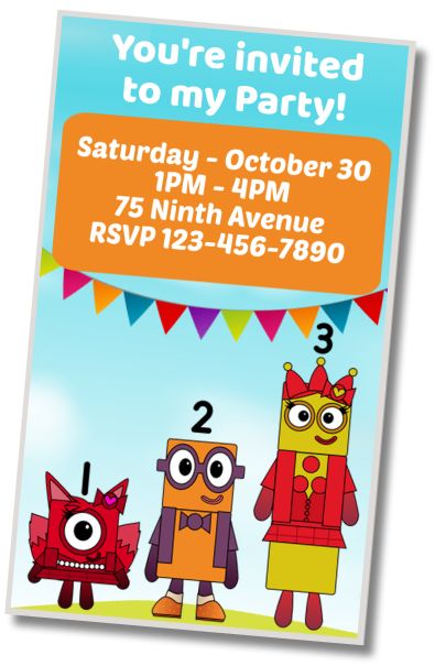 Free personalized birthday invitation Numberblocks Ice Cream Party