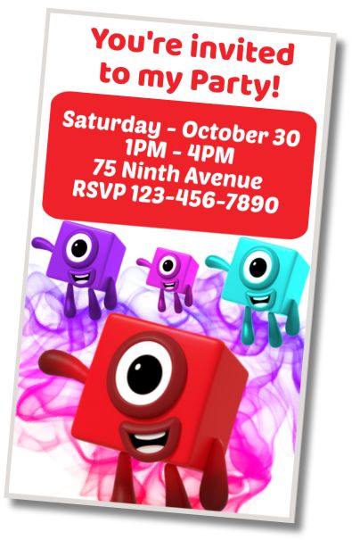 Free personalized birthday invitation Numberblocks Birthday Party