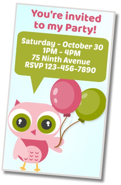 Make Virtual Invitation Owl Themed Party