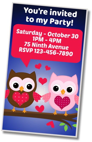 Free personalized birthday invitation Owl Birthday Greeting