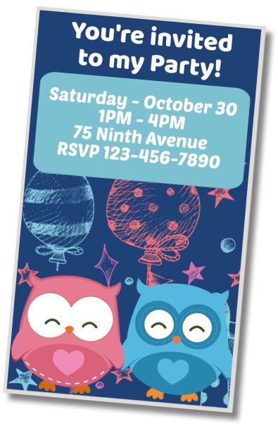 Free personalized birthday invitation Owl Gender Reveal