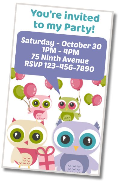 Free personalized birthday invitation Baby Owls Pool Party