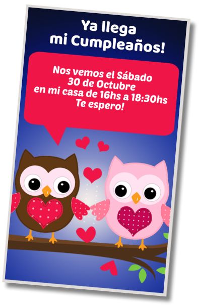 Hacer Invitación Virtual Saludo de Cumpleaños Búhos