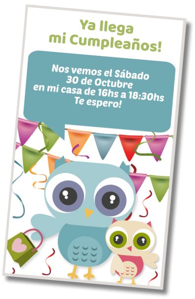 Hacer Invitación Virtual Fiesta de Primer Año Buhito
