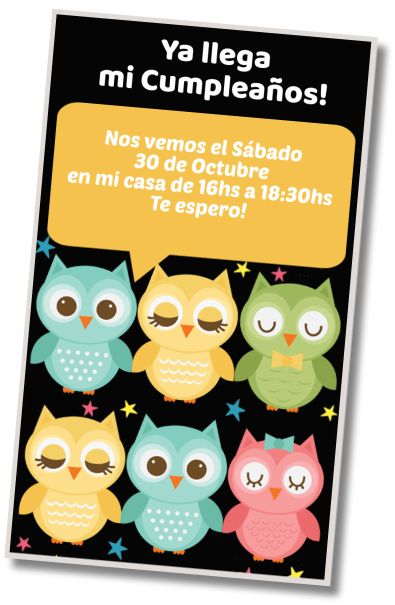 Hacer Invitación Virtual Fiesta Pijamada Búhos