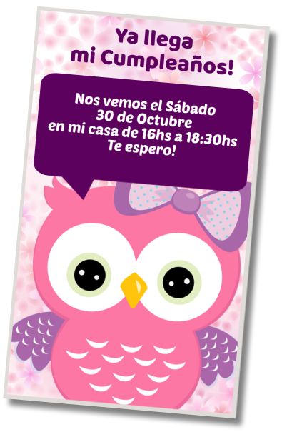 Hacer Invitación Virtual Spa de Niñas Buhitas