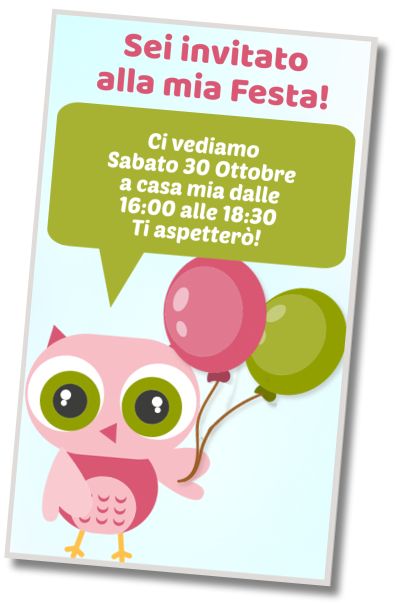 Invito Compleanno Festa a Tema Gufi