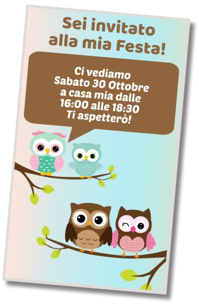 Invito Compleanno Festa in Costume da Gufo