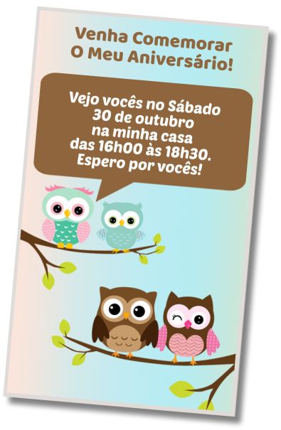 Faça um Convite Virtual Festa à Fantasia de Coruja