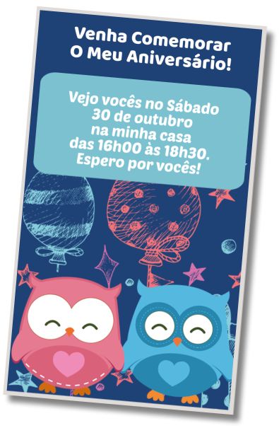 Faça um Convite Virtual Revelação do Gênero da Coruja