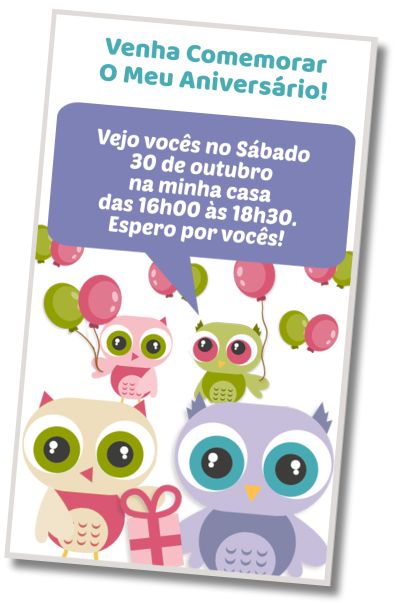 Faça um Convite Virtual Festa na Piscina das Corujas Bebês