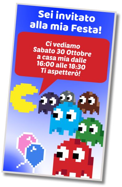 Invito Compleanno Festa a Sorpresa di Pacman