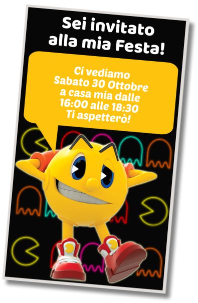 Invito Compleanno Pigiama Party di Pacman