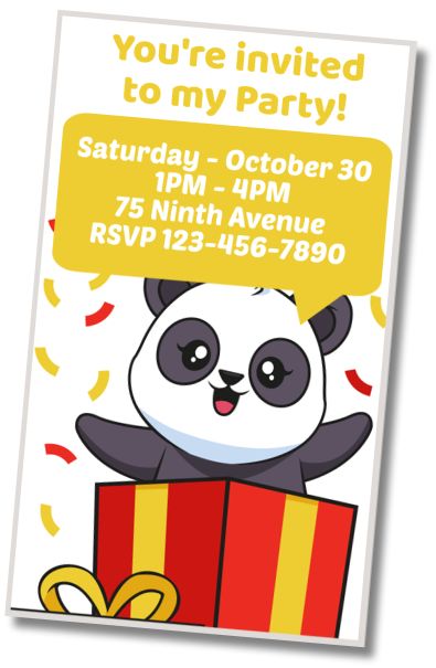 Free personalized birthday invitation Panda Birthday Party